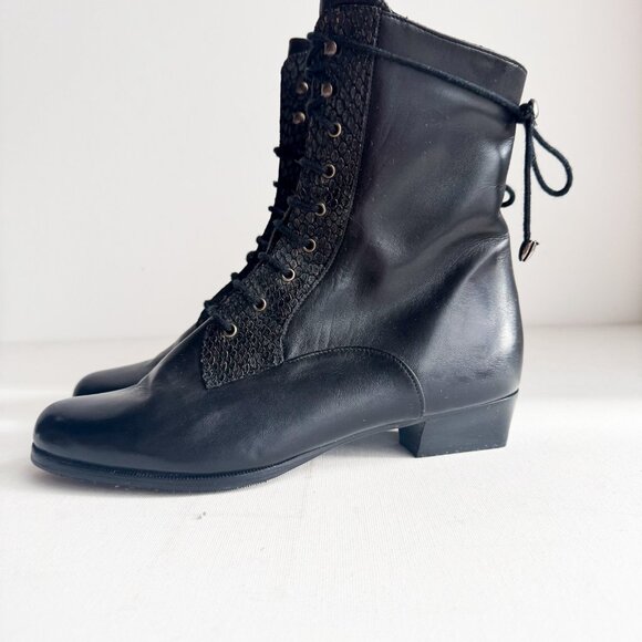 Emmedieci Buttery Soft Black Leather Antique Style Booties w Wool Lining 38.5 - Picture 5 of 8